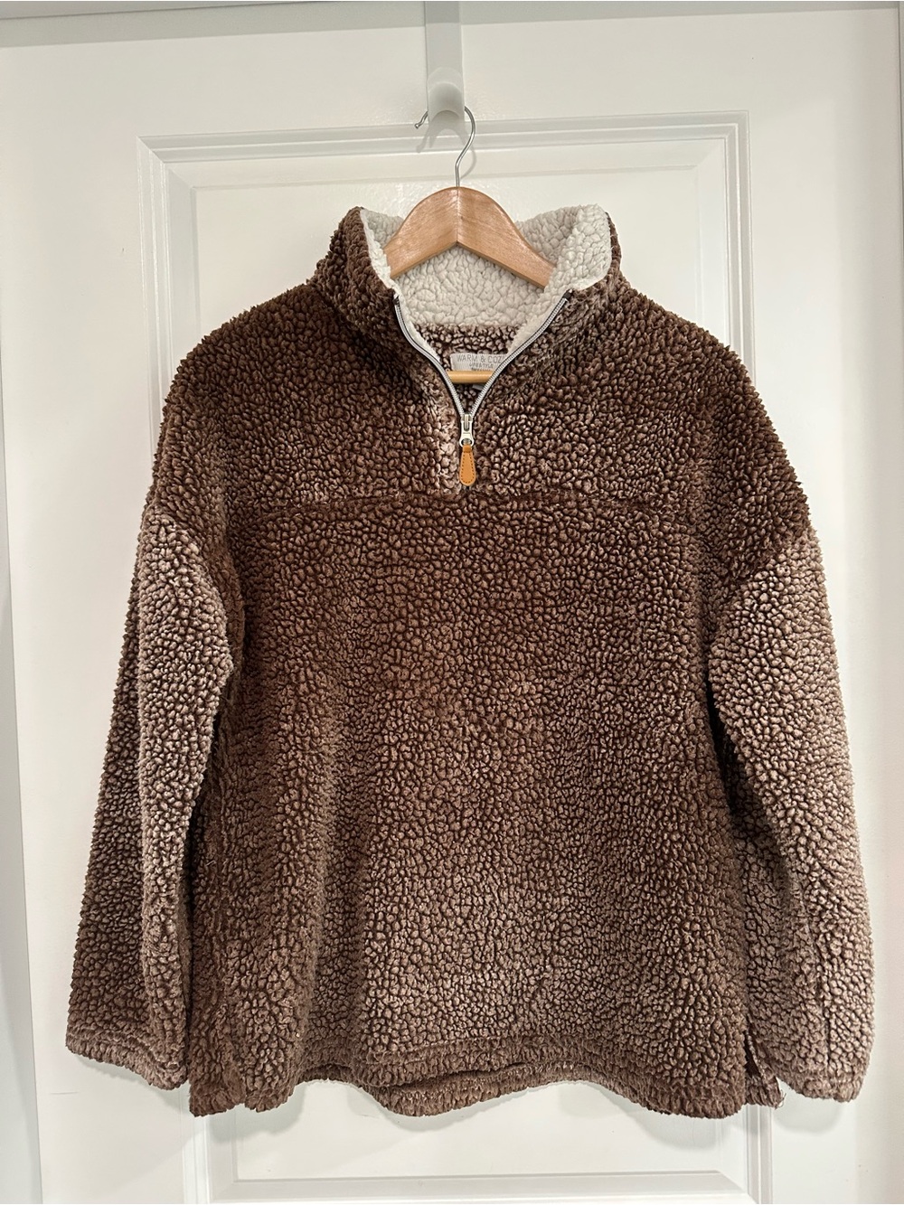 Women’s Ombré Brown Sherpa Quarter Zip Pullover by Warm & Cozy Lifestyle by Poof